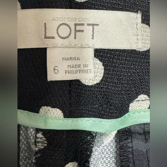 LOFT Black White Polka Dot Shorts Women’s Size 6 Cotton Stretch - Picture 4 of 6